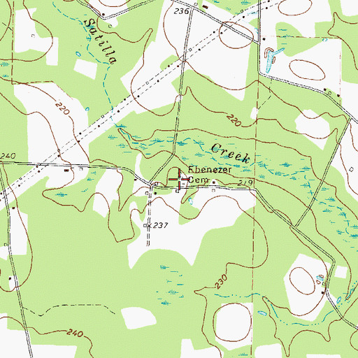 Topographic Map of Ebenezer Church (historical), GA