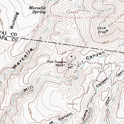 Topographic Map of Red Rover Mine, AZ