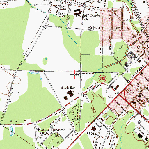 Topographic Map of Jeff Davis Junior High School, GA
