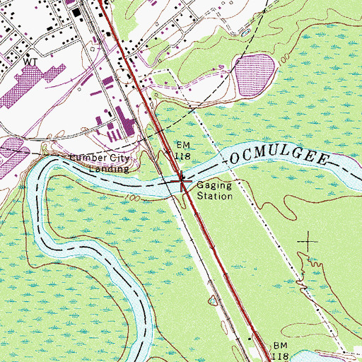 Topographic Map of Lumber City Ferry (historical), GA