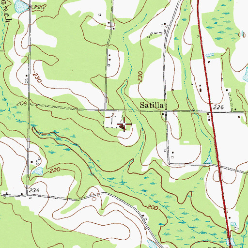 Topographic Map of Satilla Church, GA