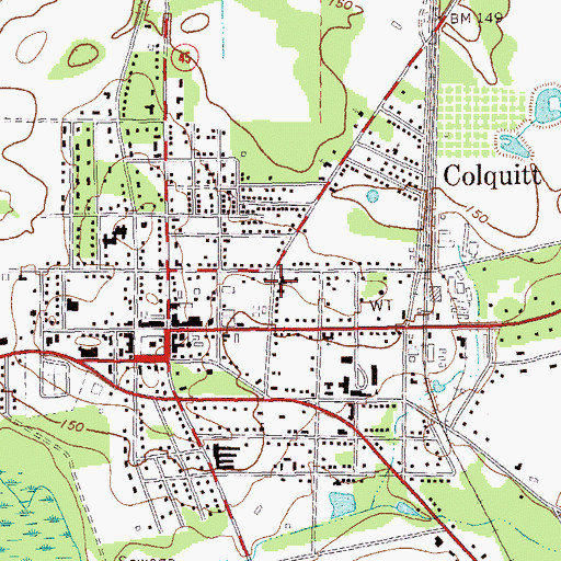 Topographic Map of First Baptist Church, GA
