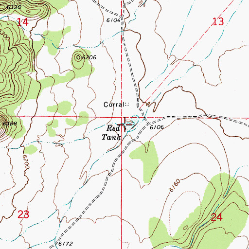 Topographic Map of Red Tank, AZ