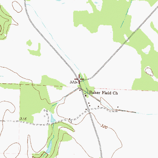 Topographic Map of Bakerfield (historical), GA