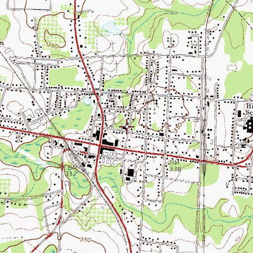 Topographic Map of First Baptist Church, GA