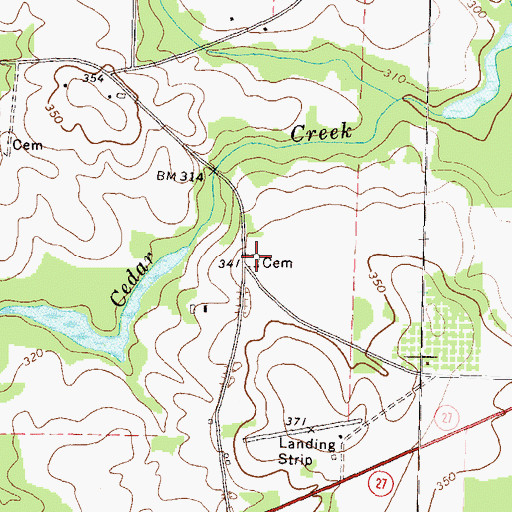 Topographic Map of Joiner Cemetery, GA