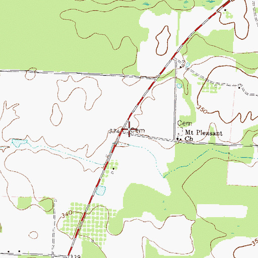 Topographic Map of Mount Bezor Cemetery, GA