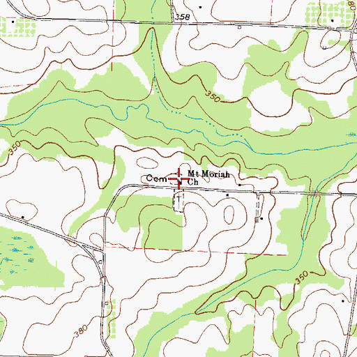 Topographic Map of Mount Moriah Cemetery, GA