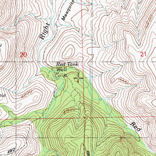 Topographic Map of Red Tank Canyon, AZ