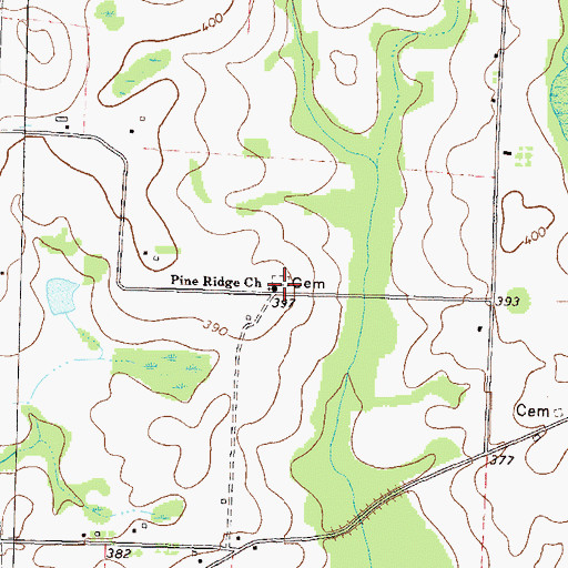 Topographic Map of Pine Ridge Cemetery, GA