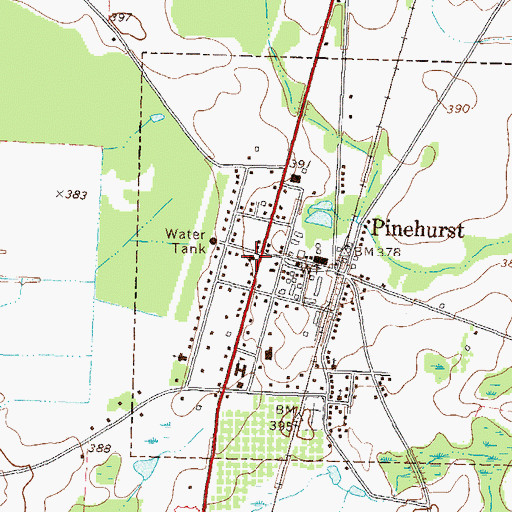 Topographic Map of Pinehurst Baptist Church, GA