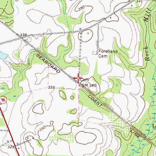 Topographic Map of Swearinger Cemetery, GA