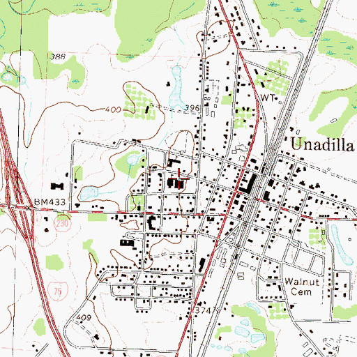 Topographic Map of Unadilla High School, GA