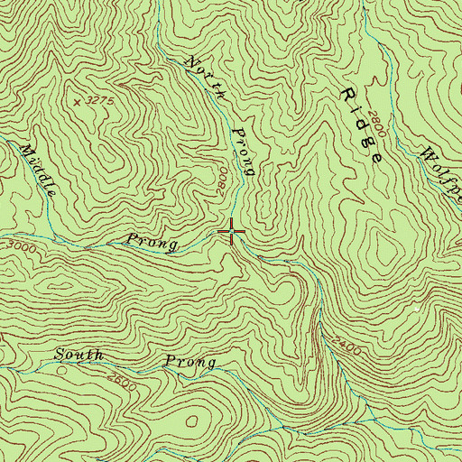 Topographic Map of Middle Prong Left Fork Soquee River, GA