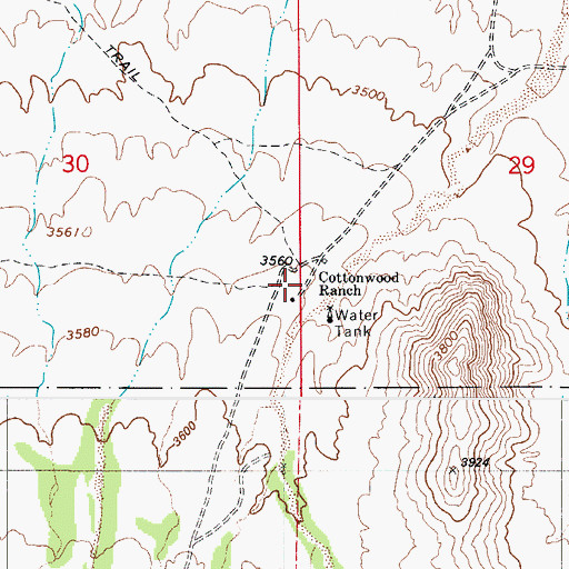 Topographic Map of Cottonwood Ranch, AZ