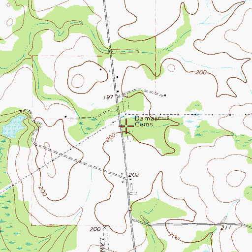 Topographic Map of Damascus Cemetery, GA