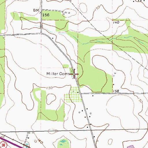 Topographic Map of Miller Cemetery, GA