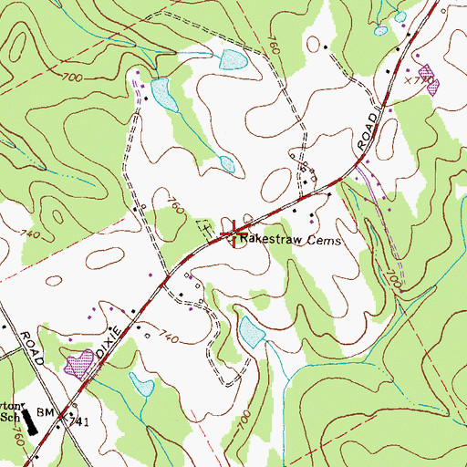 Topographic Map of Rakestraw Cemetery, GA