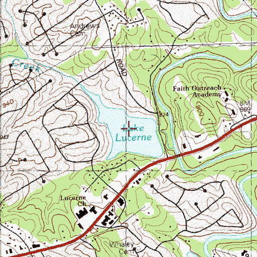 Topographic Map of Lake Lucerne, GA