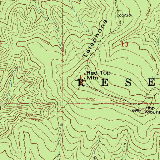 Topographic Map of Red Top Mountain, AZ
