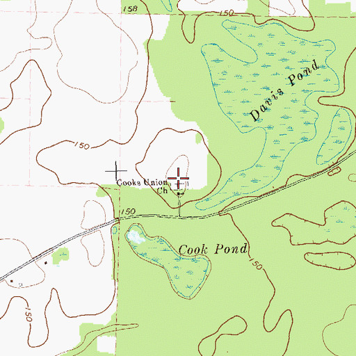 Topographic Map of Cooks Union United Methodist Cemetery, GA