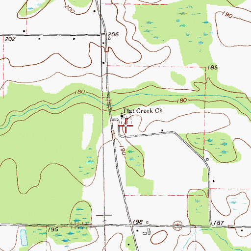 Topographic Map of Flat Creek Cemetery, GA