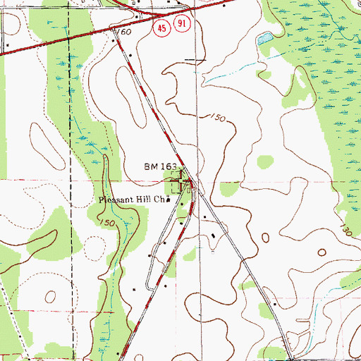 Topographic Map of Pleasant Hill Cemetery, GA