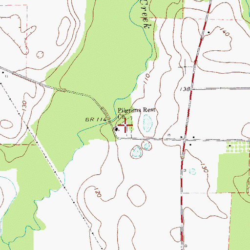 Topographic Map of Whites Bridge Cemetery, GA