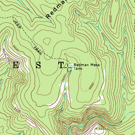 Topographic Map of Redman Mesa Tank, AZ