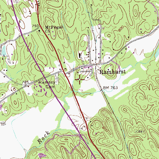 Topographic Map of Ramhurst Graded School (historical), GA