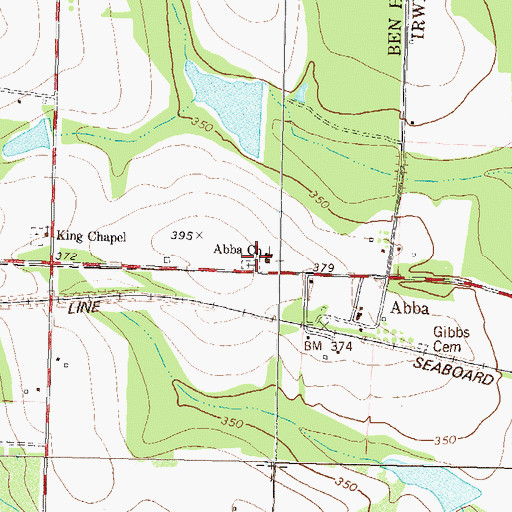 Topographic Map of Abba Cemetery, GA