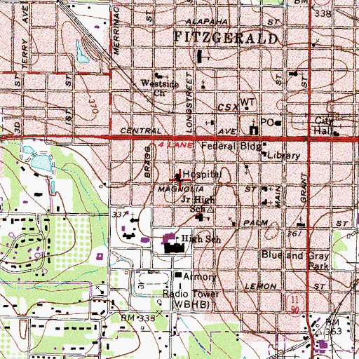 Topographic Map of Ben Hill County Hospital, GA