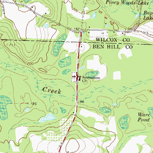 Topographic Map of Bethlehem Cemetery, GA