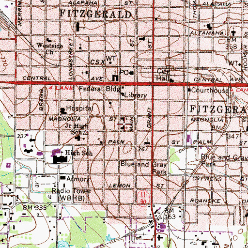 Topographic Map of Central Christian Church, GA