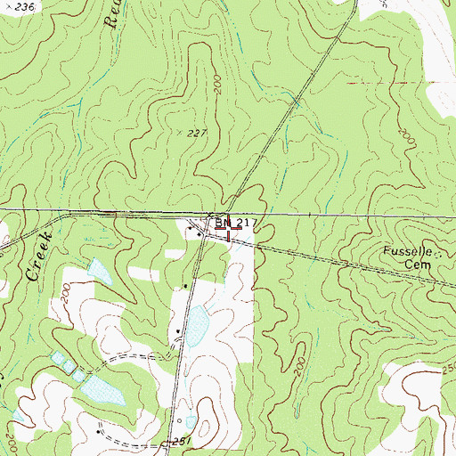 Topographic Map of Evergreen Church (historical), GA