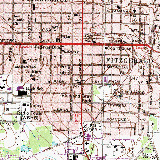 Topographic Map of First Presbyterian Church, GA