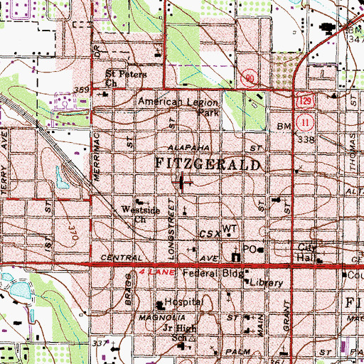 Topographic Map of Fitzgerald Elementary School, GA