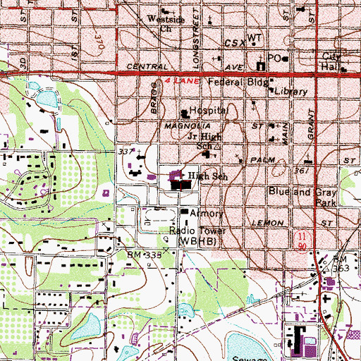Topographic Map of Fitzgerald High School, GA