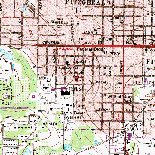 Topographic Map of Fitzgerald Junior High School, GA