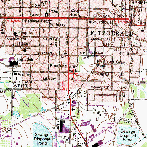 Topographic Map of Hills Midtown Mall Shopping Center, GA