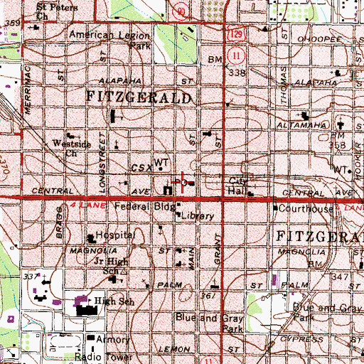 Topographic Map of Mann Shopping Center, GA