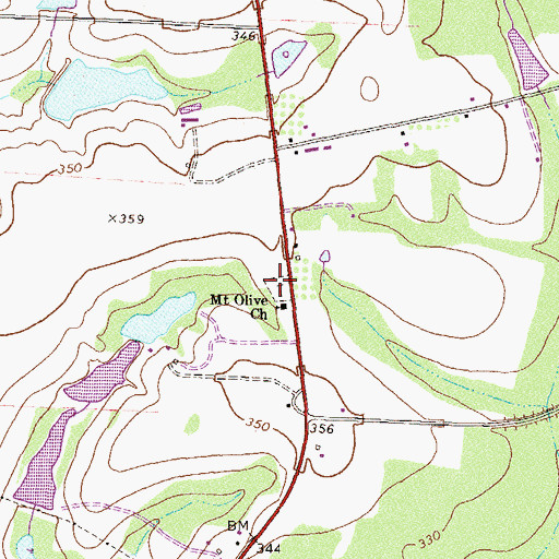 Topographic Map of Mount Olive Cemetery, GA