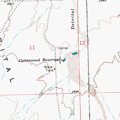 Topographic Map of Cottonwood Reservoir, AZ