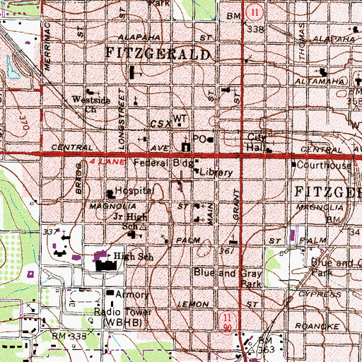 Topographic Map of Saint Mathews Episcopal Church, GA