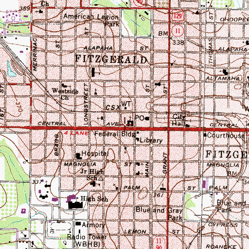 Topographic Map of Saint Williams Catholic Church (historical), GA
