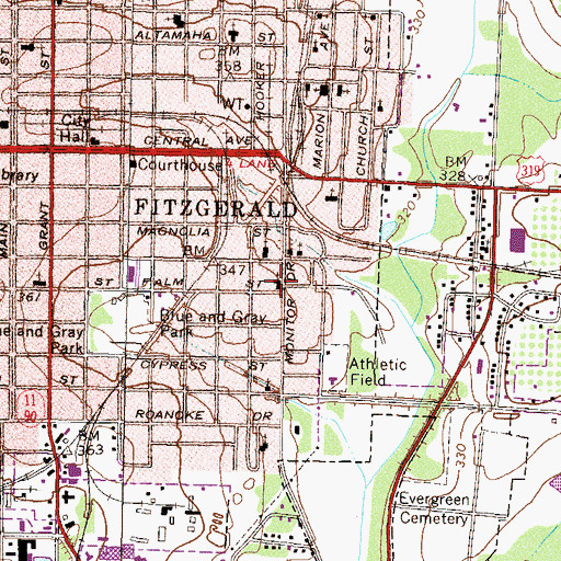 Topographic Map of Salem Baptist Church, GA