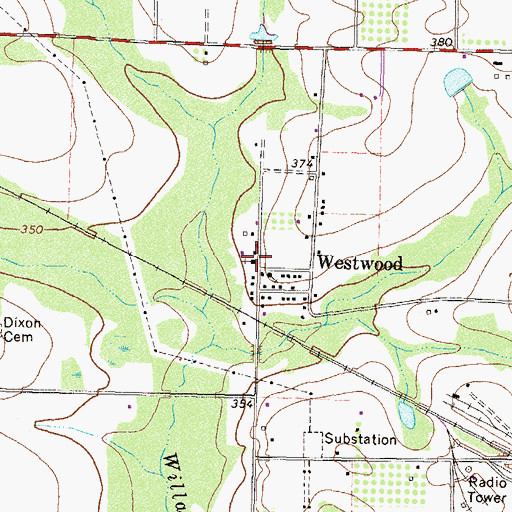 Topographic Map of Westwood Church, GA