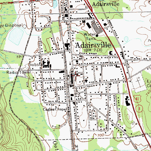 Topographic Map of Adairsville Historic District, GA