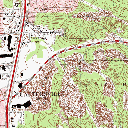 Topographic Map of Main Street East Shopping Center, GA