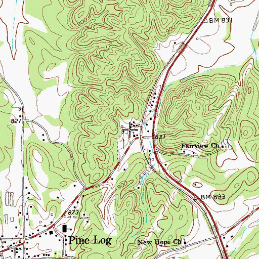Topographic Map of Pine Log Campground, GA